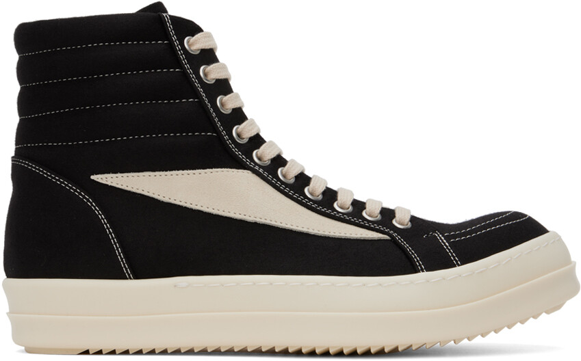 

Черные винтажные высокие кеды Rick Owens Drkshdw, цвет Black/Milk/Milk