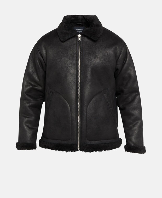 

Кожаная куртка Abercrombie & Fitch, черный