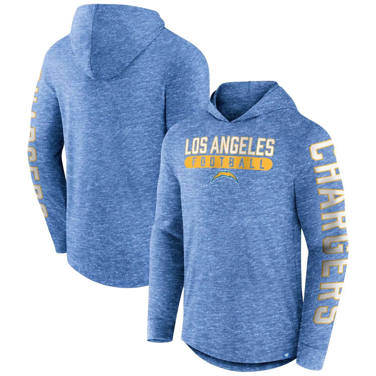 

Мужская футболка с капюшоном с длинными рукавами и логотипом Heather Powder Blue Los Angeles Chargers Pill Stack Fanatics