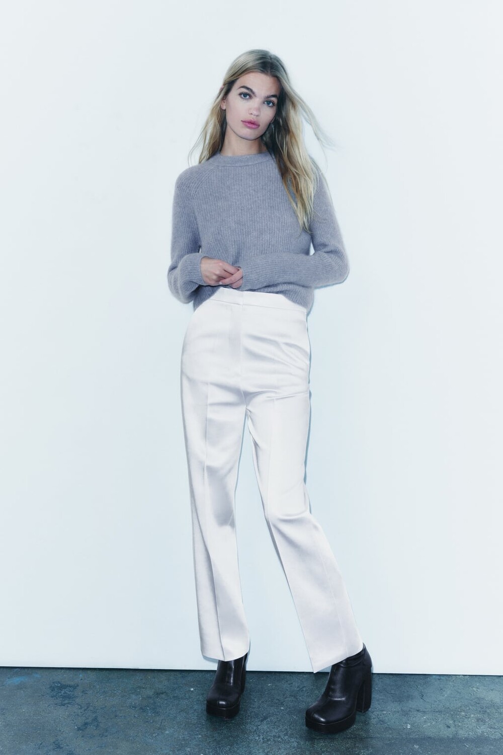 

Базовый свитер из смеси шерсти и альпаки ZARA, синий
