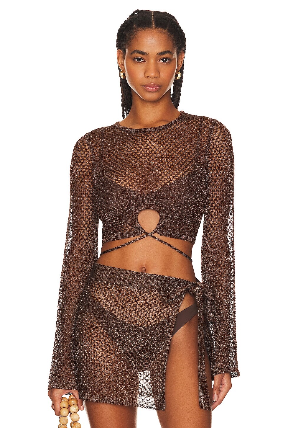 

Топ House of Harlow 1960 x REVOLVE Sana Metallic Open Stitch, бронзовый