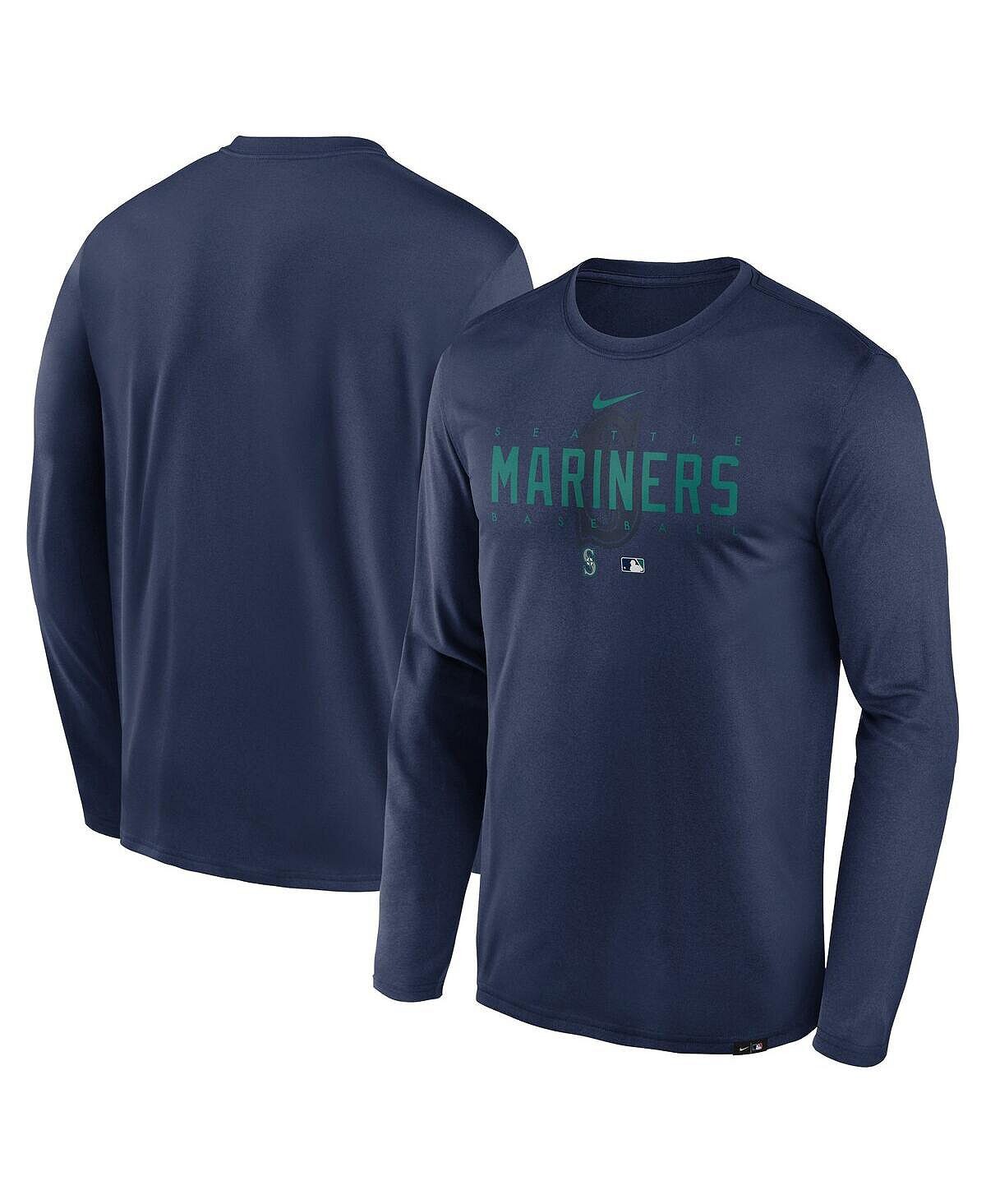 

Мужская темно-синяя футболка с длинным рукавом Seattle Mariners Authentic Collection Team Logo Legend Performance Nike, Синий