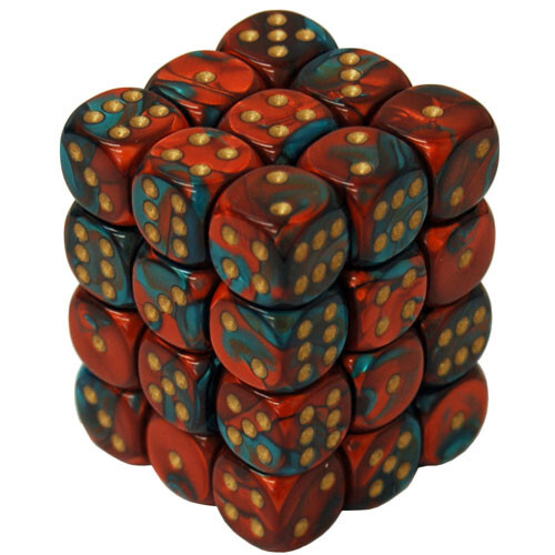 

Аксессуары Chessex Chessex 12mm d6 Set: Gemini Astral Red-Teal w/ Gold (36)