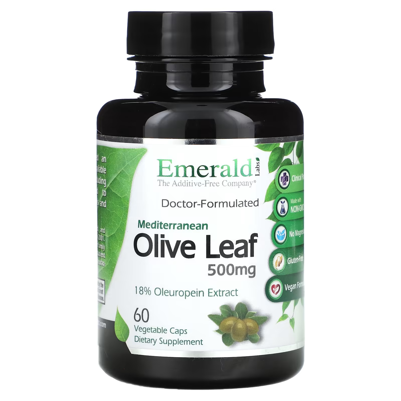 Средиземноморский оливковый лист Emerald Laboratories 500 мг, 60 растительных капсул codeage полифенолы широкого спектра антиоксидант веганский растительного происхождения 120 капсул