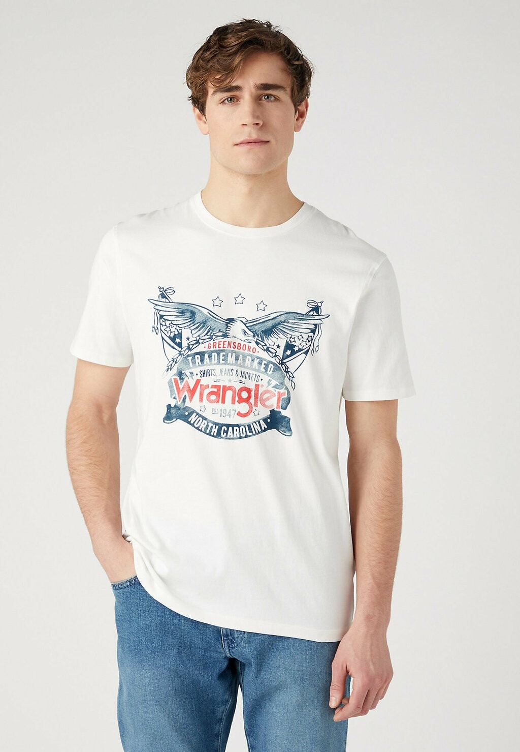 

Футболка с принтом Wrangler, молочный, Коричневый
