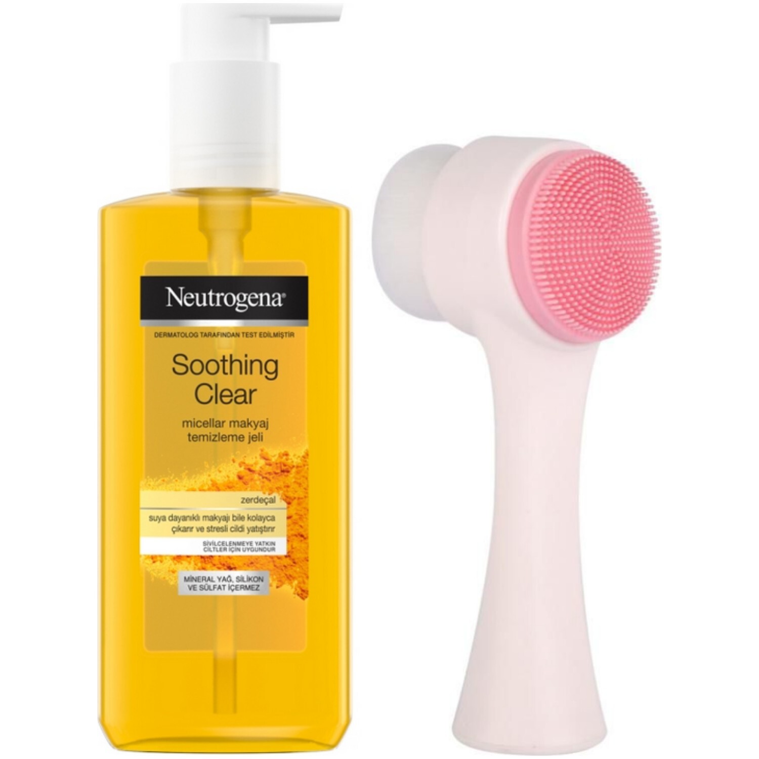 

Щетка для очищения кожи Neutrogena и успокаивающий мицеллярный гель для снятия макияжа прозрачный, 200 мл