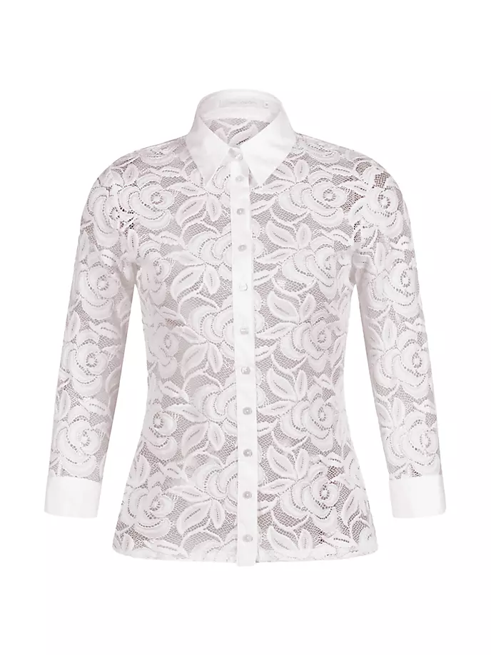 Кружевная блузка Vaerys с цветочным принтом Anne Fontaine, белый
