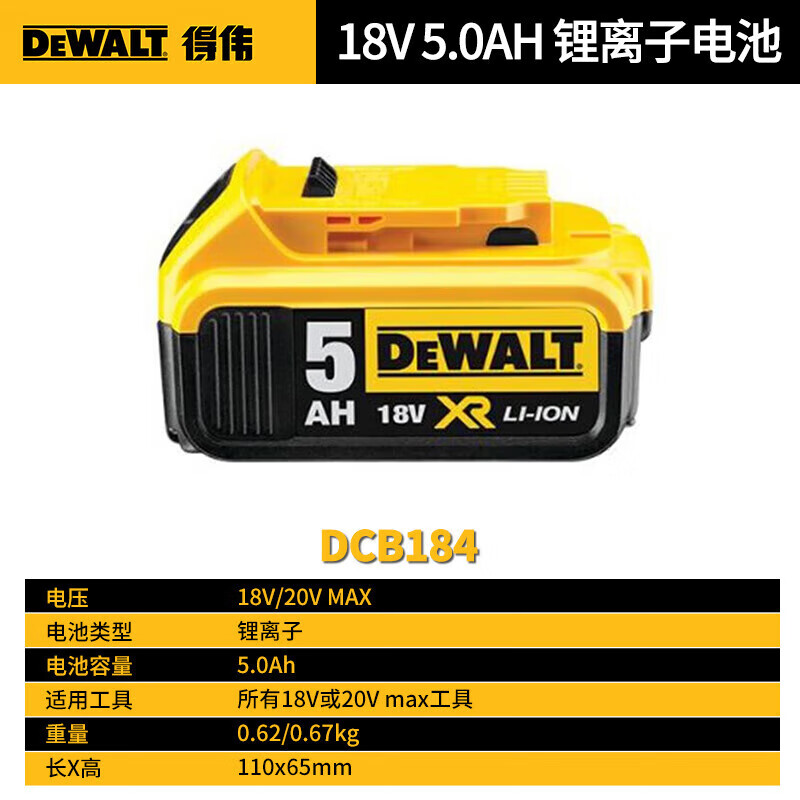 Аккумулятор Dewalt DCB184 20V/5.0Ah