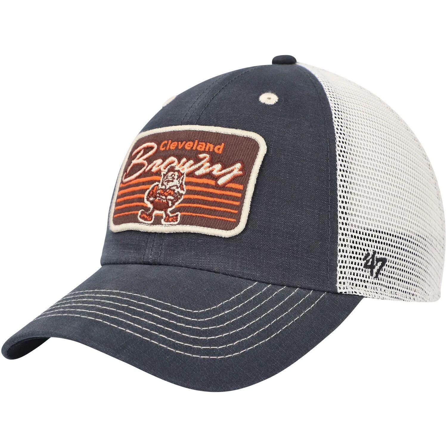 

Мужская регулируемая шляпа '47 черного/натурального цвета Cleveland Browns Legacy Five Point Trucker Clean Up