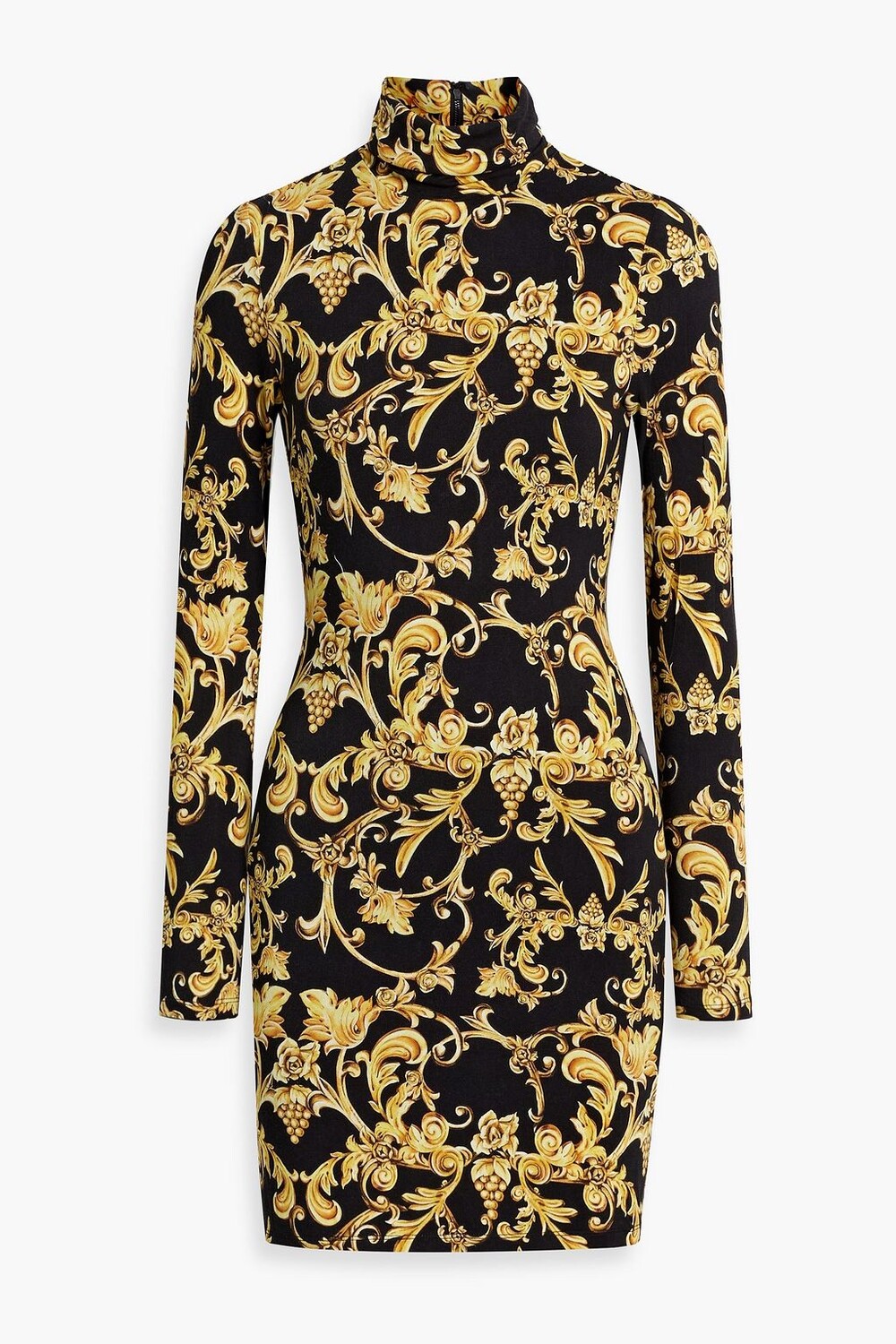 

Платье мини Delora из джерси с высоким воротником и принтом ALICE + OLIVIA, желтый