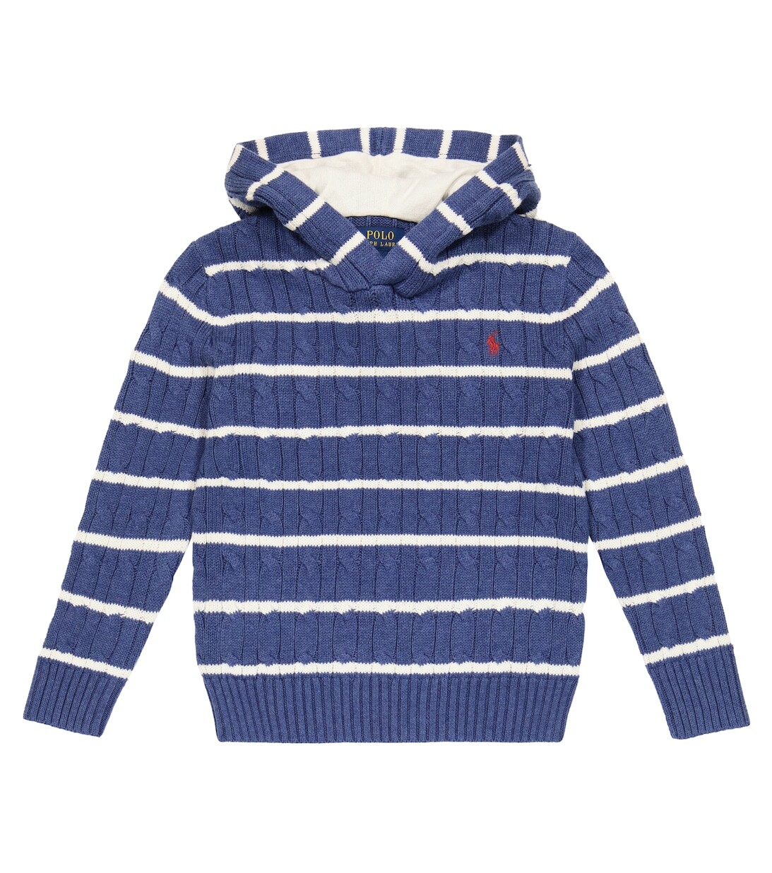 

Полосатый хлопковый свитер косой вязки Polo Ralph Lauren, синий