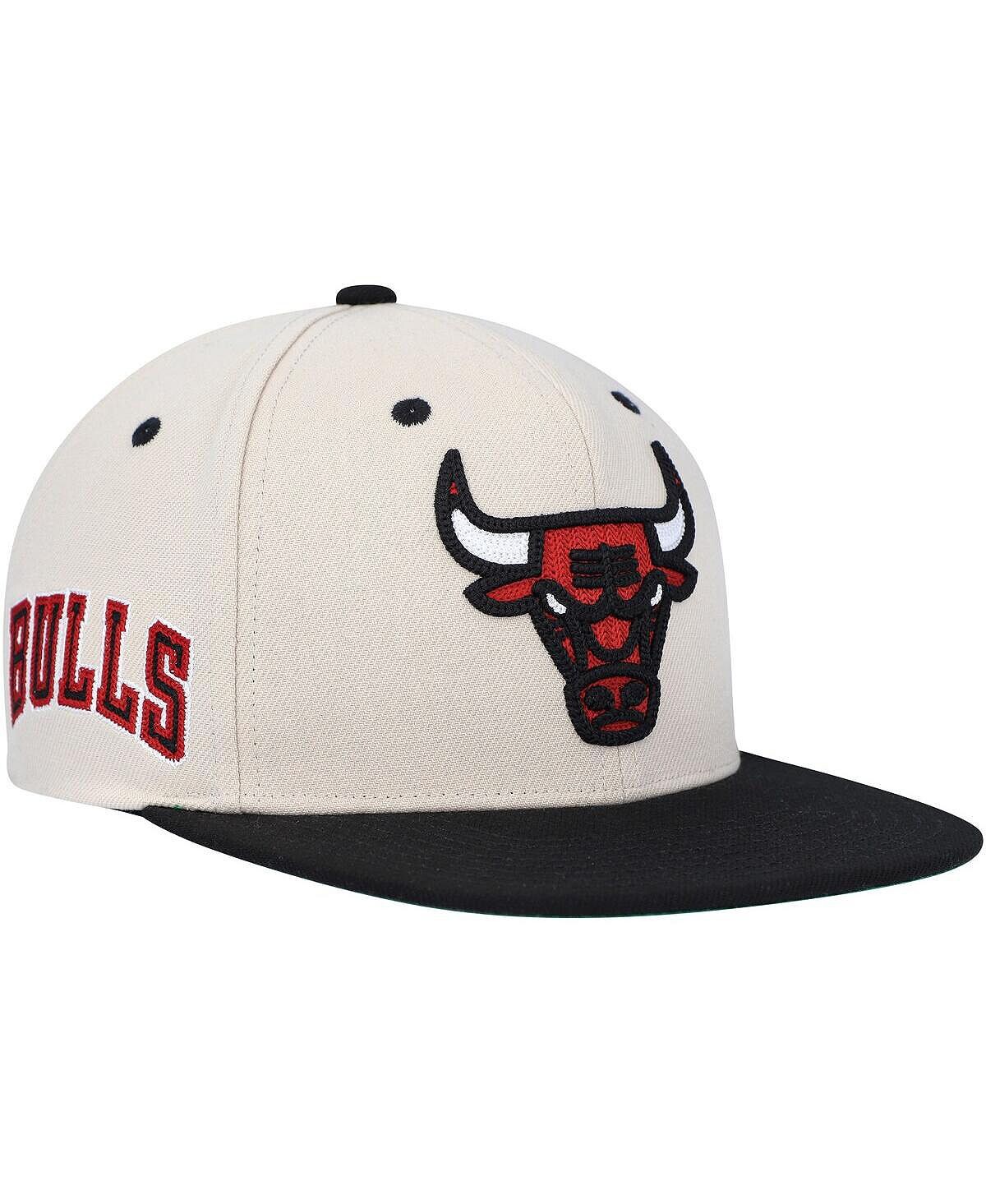 

Мужская кремовая черная кепка Chicago Bulls Hardwood Classics с двухцветной цепной строчкой Snapback Mitchell & Ness