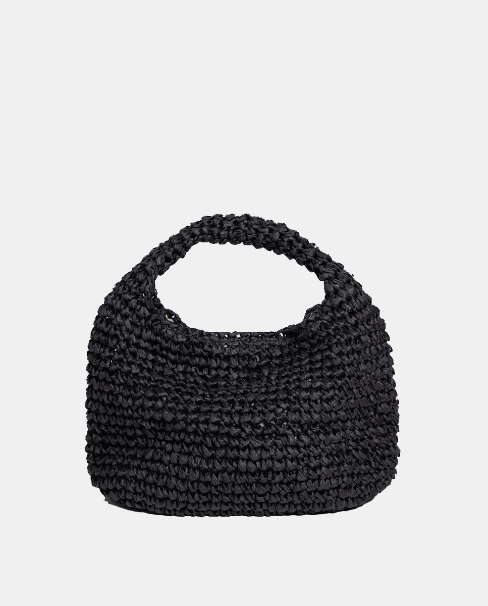 Маленькая черная соломенная сумка-хобо на молнии Hat Attack, черный стеклоочиститель с короткой ручкой микрофибра
