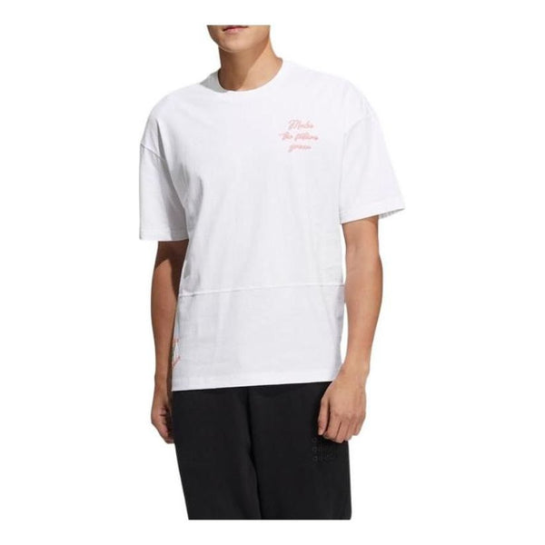 Футболка Men's adidas neo Solid Color Alphabet Printing Athleisure Casual Sports Short Sleeve White T-Shirt, белый