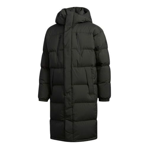 Пуховик adidas Puffy Long Down Stay Warm Outdoor Sports hooded down Jacket Black, черный