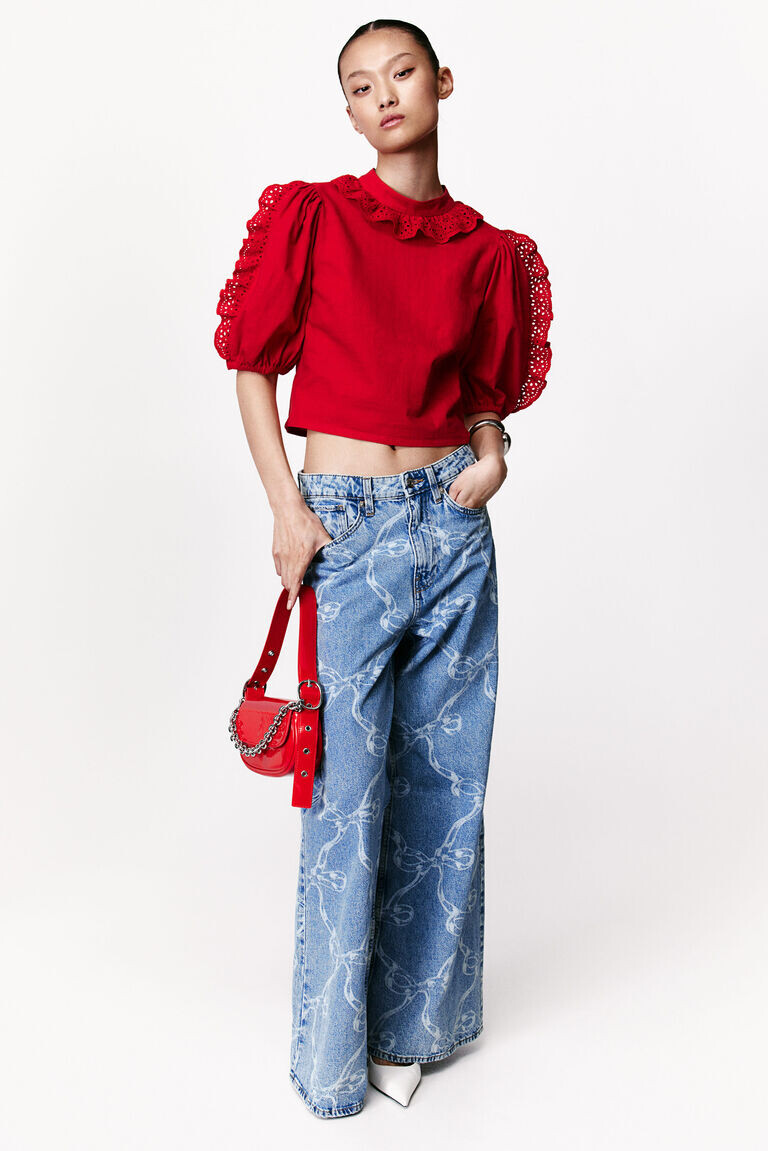 

Блузка broderie с английской отделкой H&M, красный