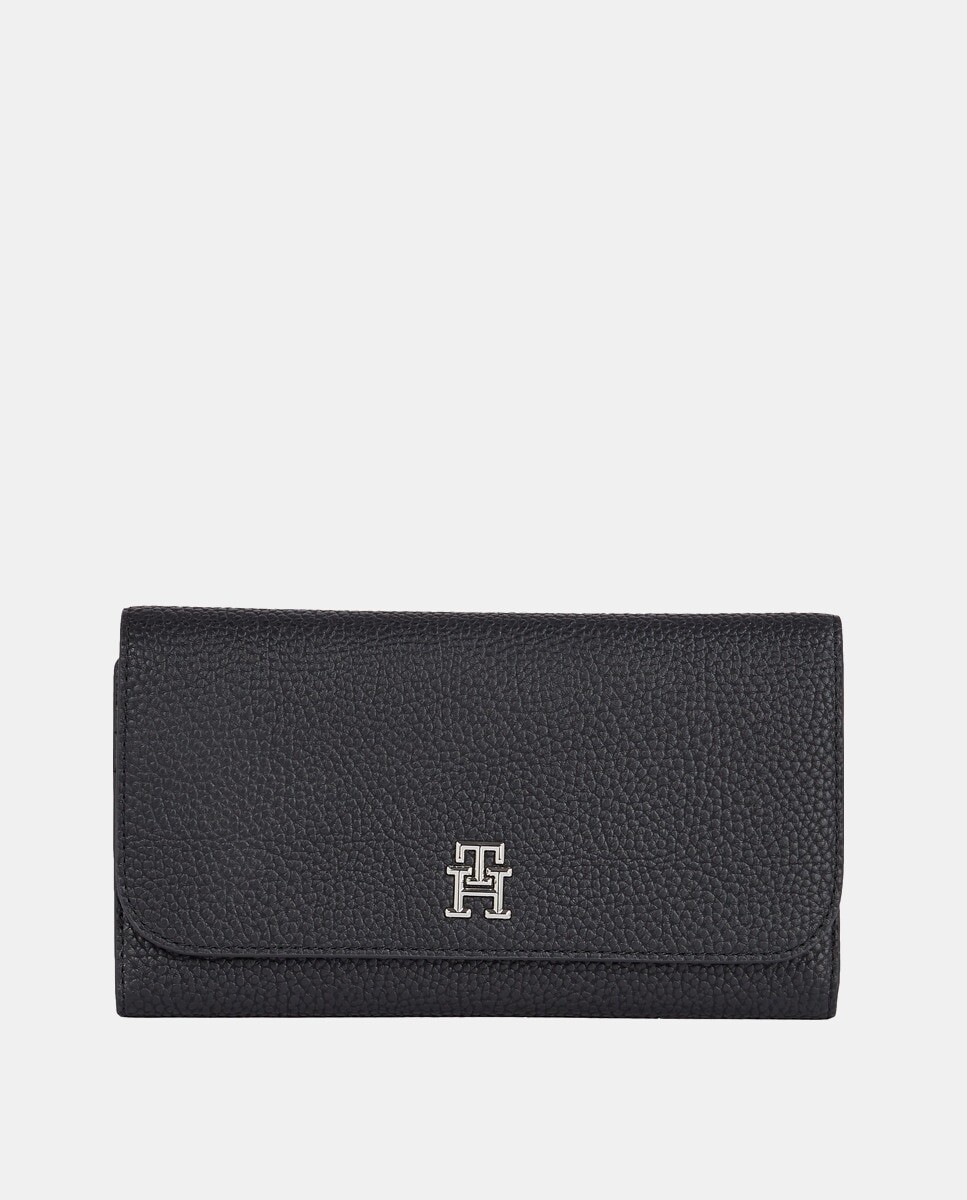 

Большой черный кошелек с клапаном и логотипом TH Tommy Hilfiger, черный
