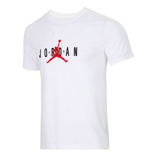 Футболка Air Jordan Alphabet Flying Man Logo Printing Round Neck Casual Short Sleeve White, белый шорты men s jordan flying man logo shorts white dv5028 104 белый