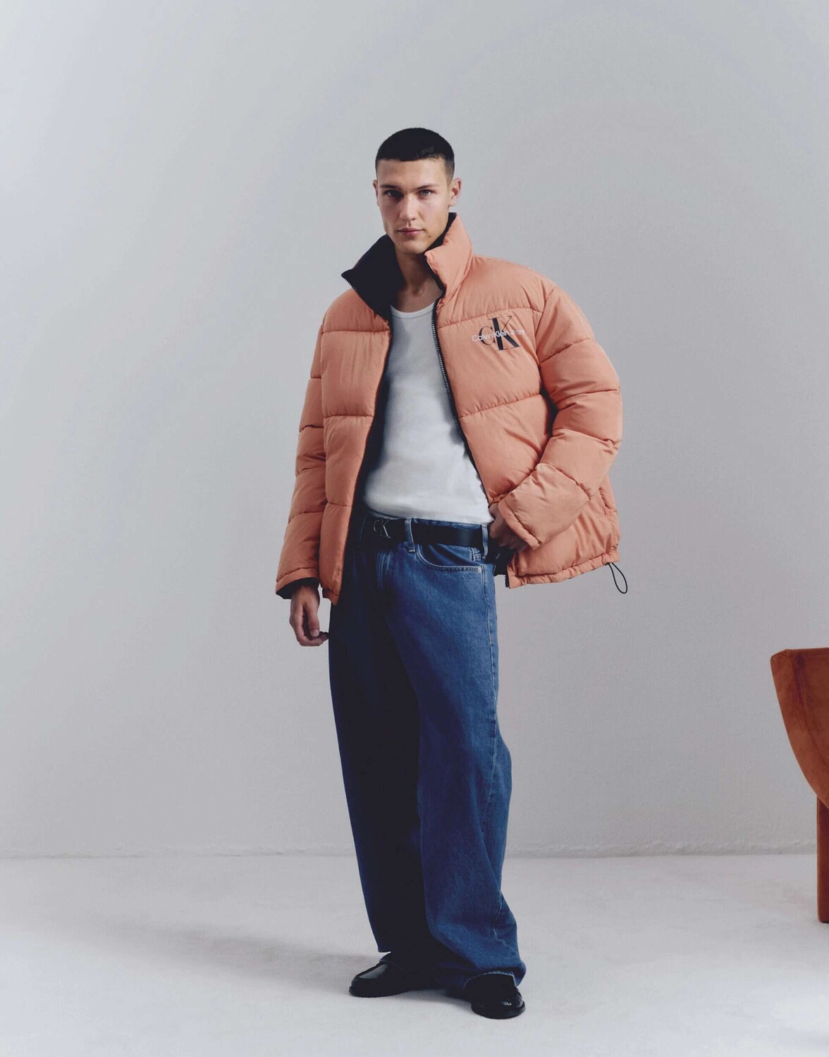 

Оранжевая двусторонняя куртка-пуховик 90-х годов Calvin Klein Jeans, Оранжевый