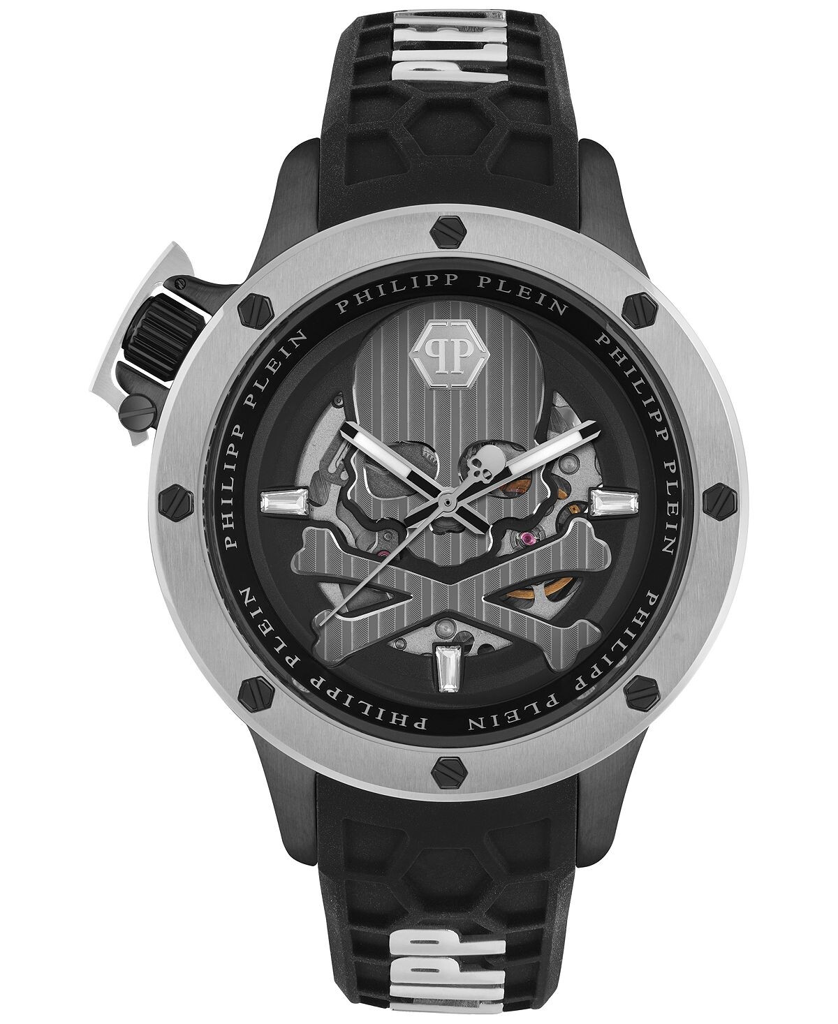 

Мужские автоматические часы Plein Rich с черным силиконовым ремешком, 46 мм Philipp Plein