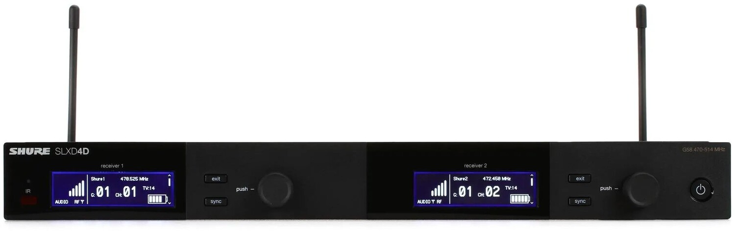 

Двухканальный цифровой беспроводной приемник Shure SLXD4D — диапазон G58
