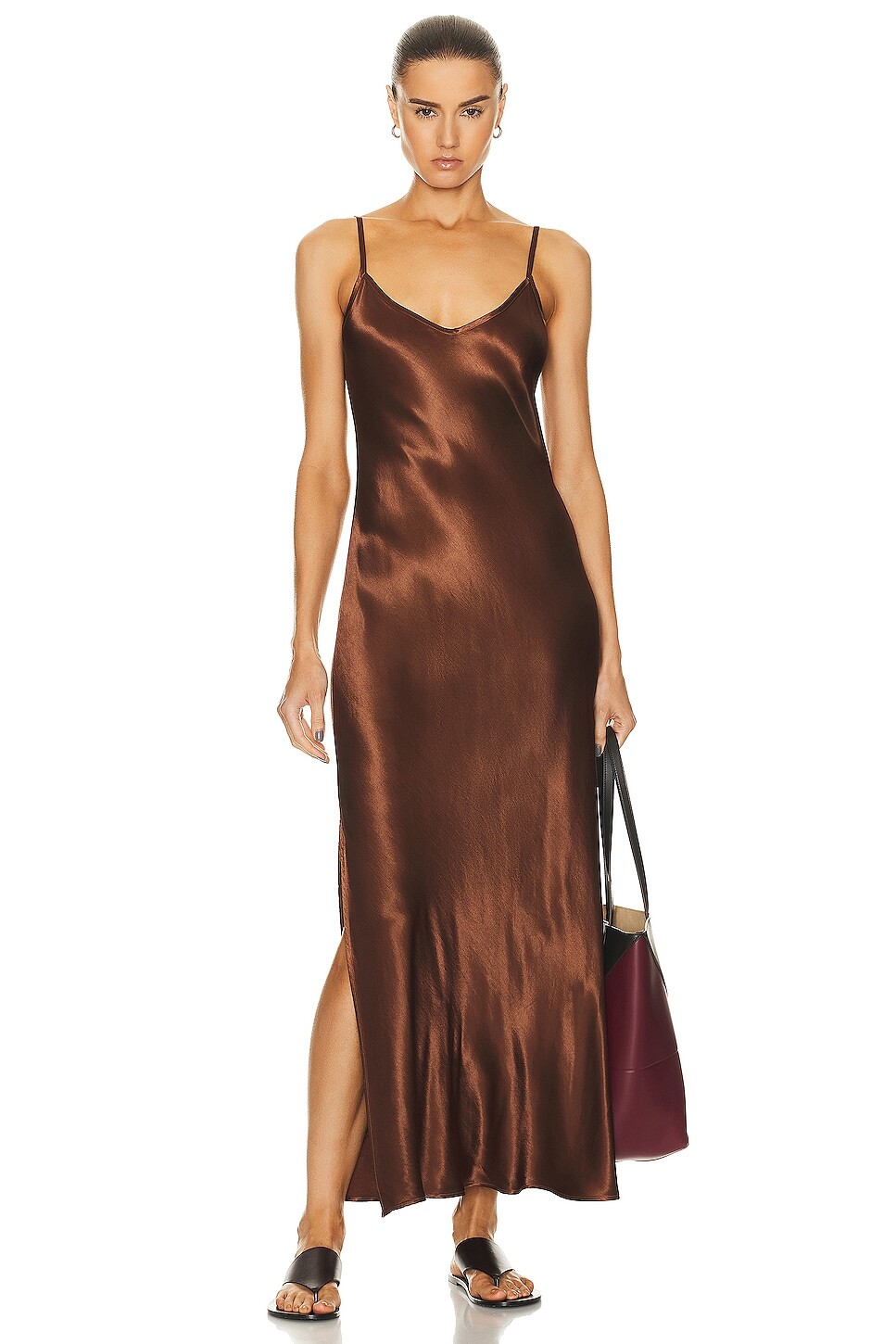 

Платье макси Enza Costa Bias Cut, цвет Saddle Brown