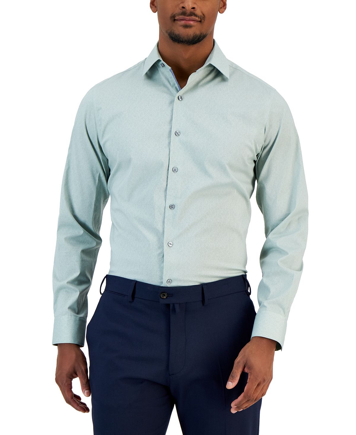 цена Мужская классическая рубашка узкого кроя с принтом виноградной лозы Bar III