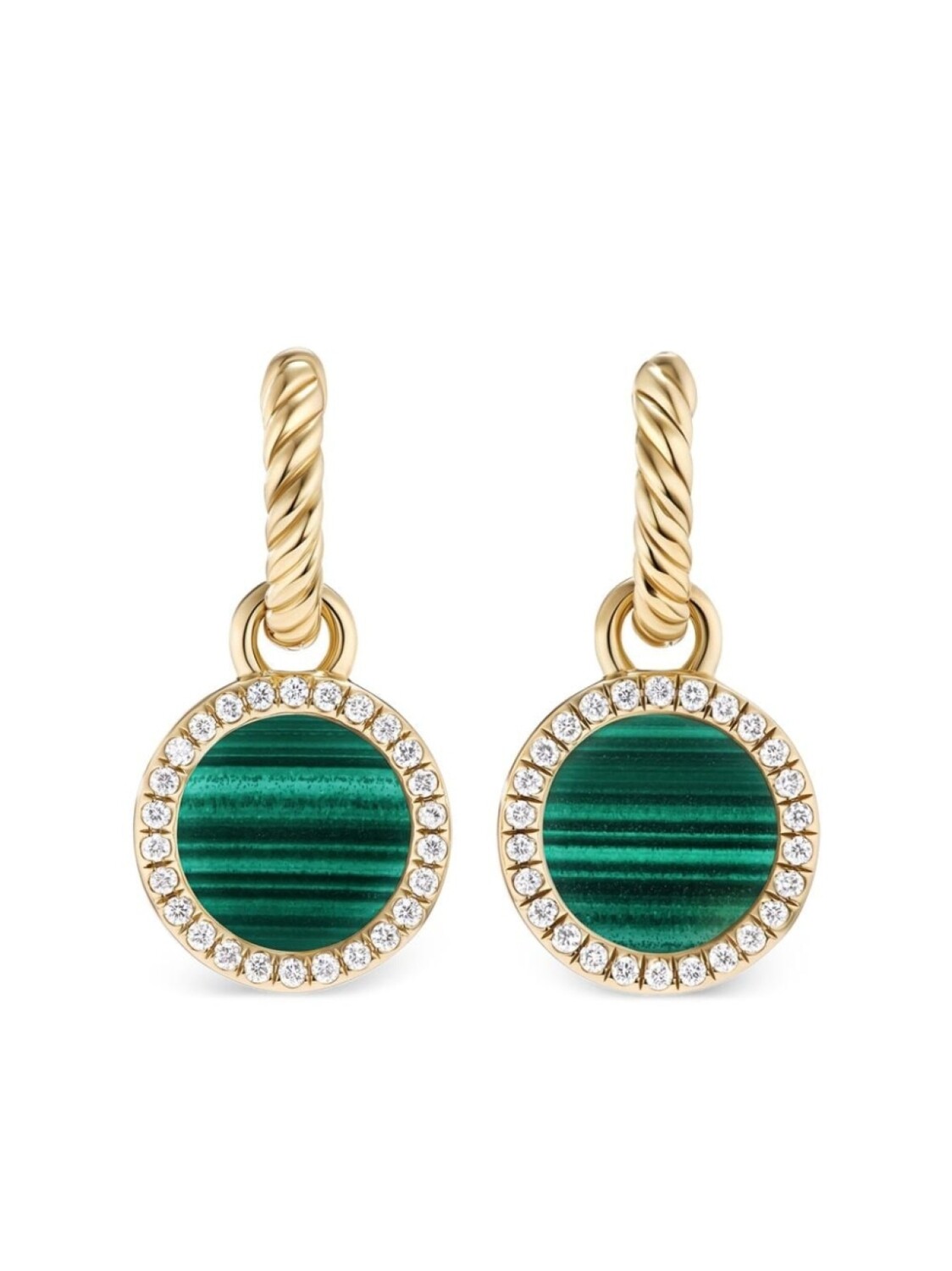 

Серьги-подвески Petite DY Elements из желтого золота с бриллиантами и малахитом David Yurman, золотой