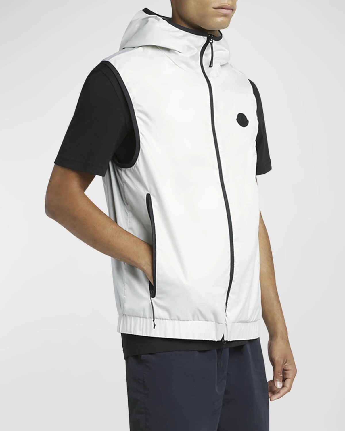 

Мужской двухцветный жилет с капюшоном Vallese Moncler, цвет Open Grey