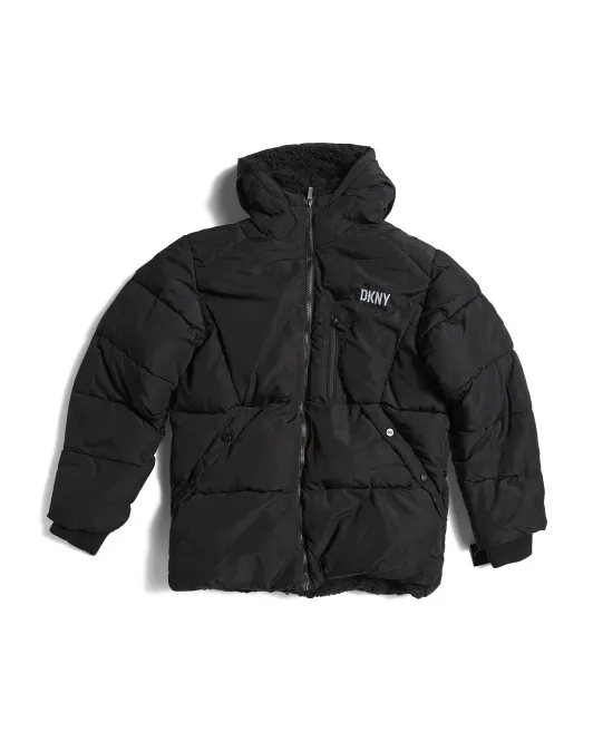 

Пуховик Big Boys на подкладке из шерпы Dkny, черный