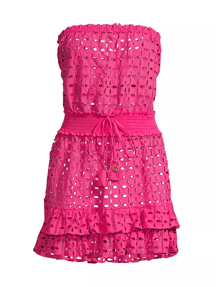 цена Хлопковое мини-платье Verity с люверсами Milly, розовый