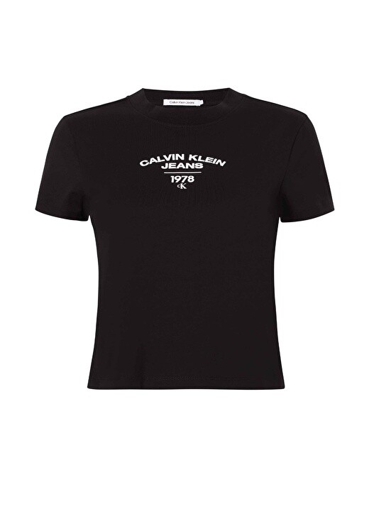 

Черная женская футболка с круглым вырезом с принтом Calvin Klein Jeans, Черный