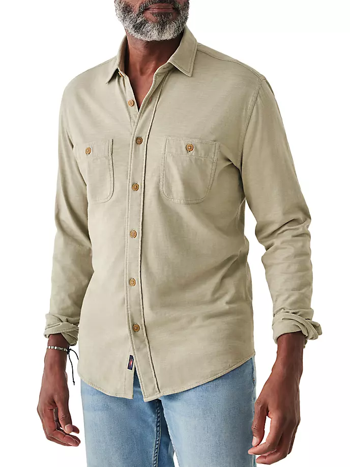 Вязаная рубашка «Времена года» Faherty Brand, цвет coastal sage цена и фото