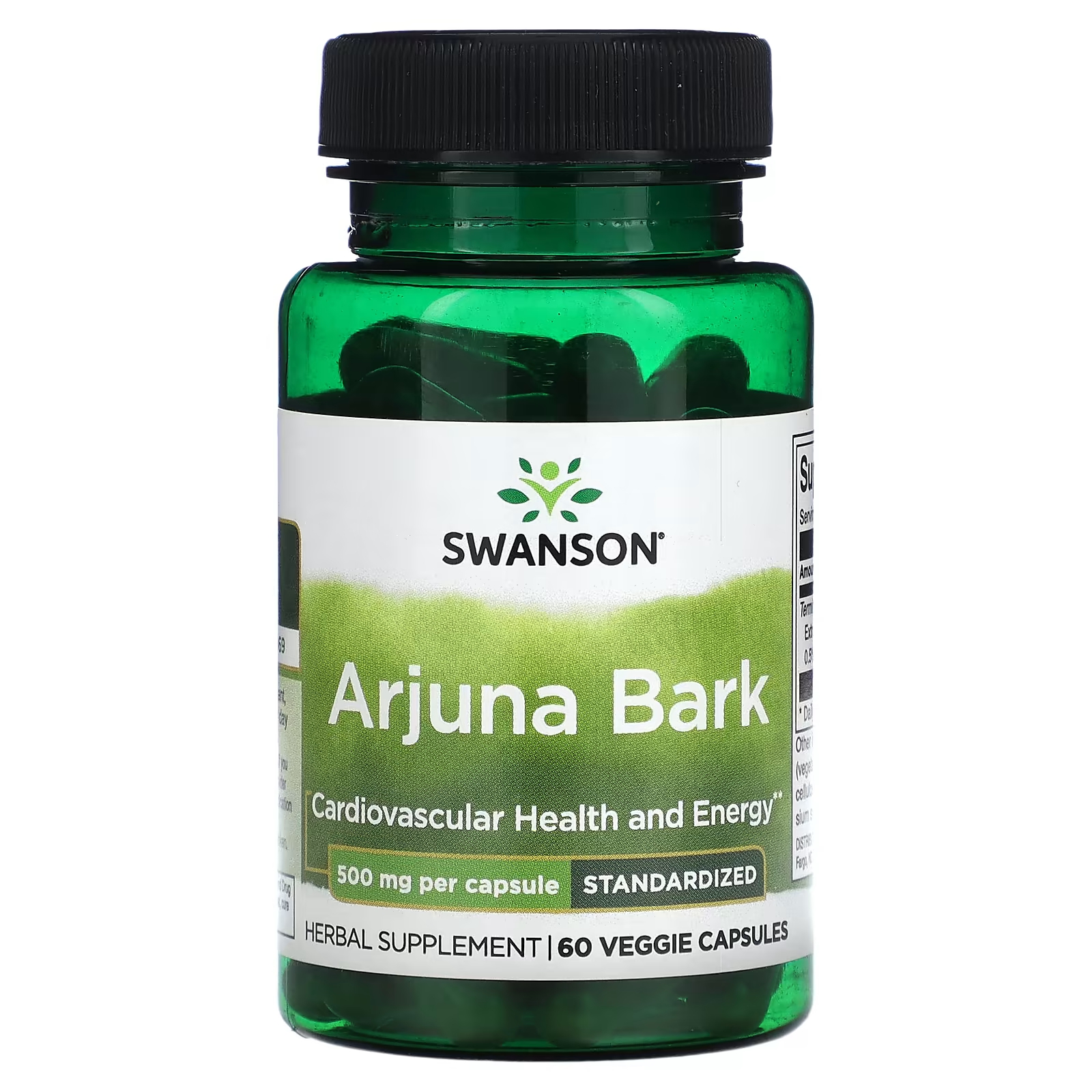 Swanson Arjuna Bark стандартизированный 500 мг, 60 растительных капсул quality of life labs ameal bp здоровья сердечно сосудистой системы 3 4 мг 30 капсул в растительной оболочке