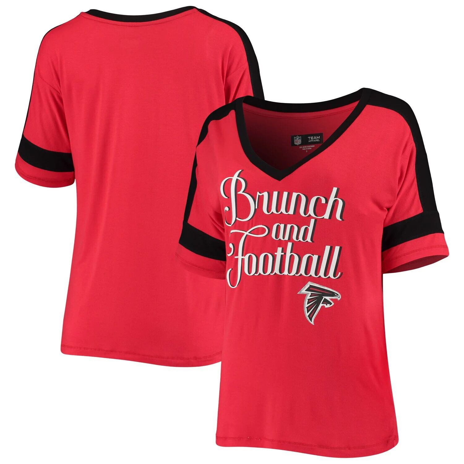 

Женская красная футболка с v-образным вырезом New Era Atlanta Falcons Brunch & Football New Era