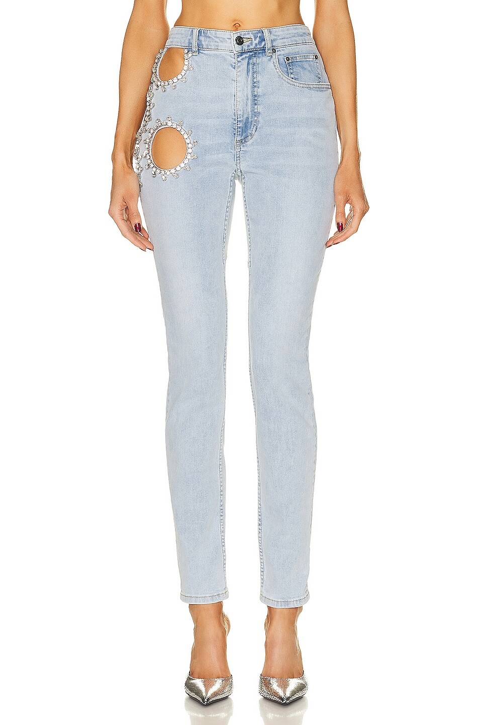 

Брюки Area Crystal Grape Cutout Skinny, цвет Light Blue