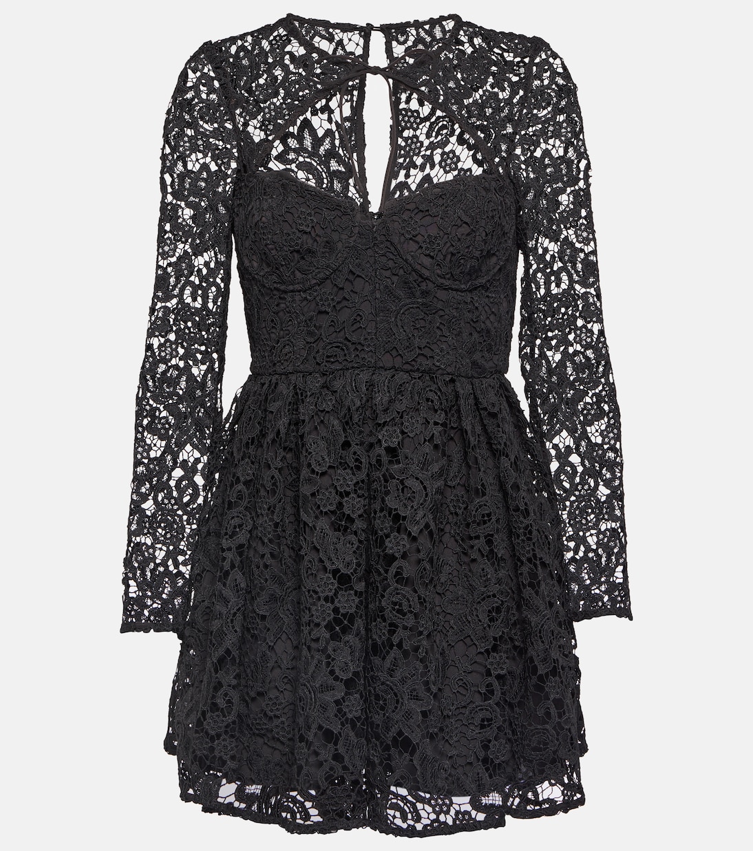 Кружевное мини-платье с вырезами Self-Portrait, черный