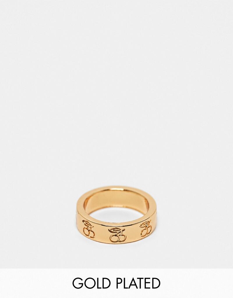 

Кольцо ASOS DESIGN из 14-каратного золота с гравировкой вишни