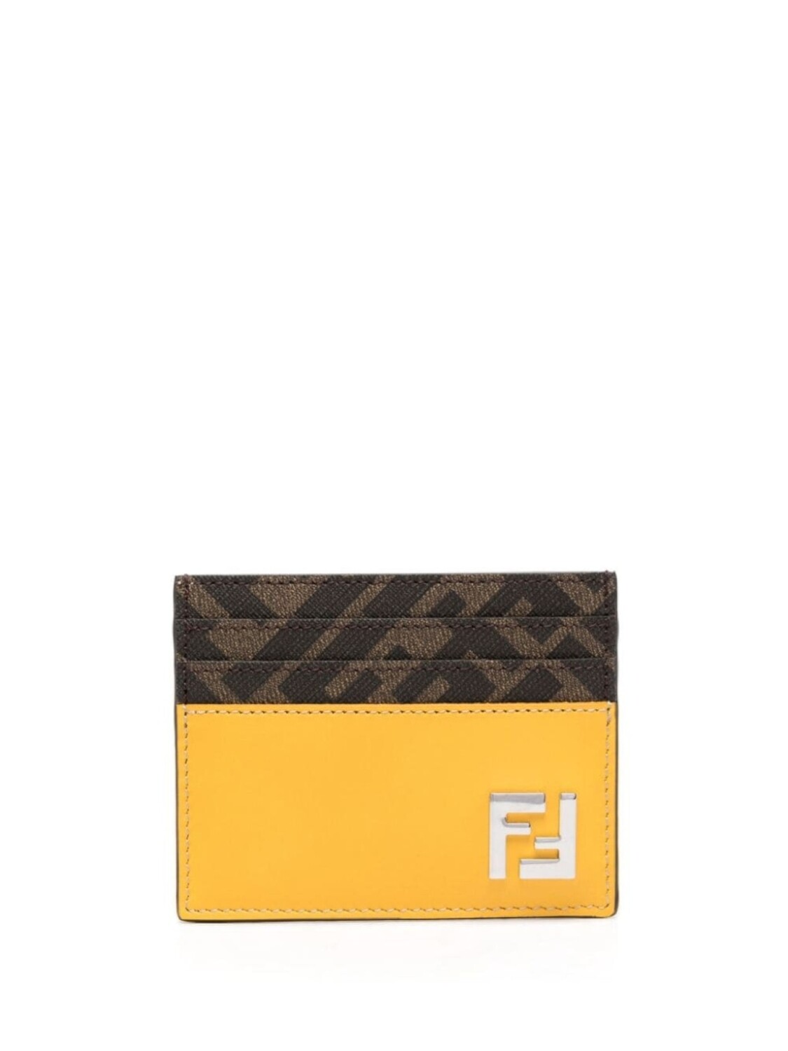 

FENDI FF logo-plaque leather cardholder, желтый