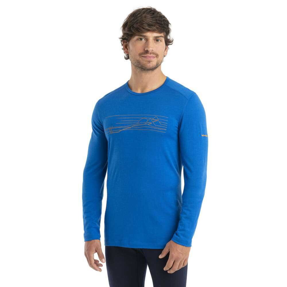 

Базовый слой с длинным рукавом Icebreaker 200 Oasis Crewe Ski Stripes Merino, синий