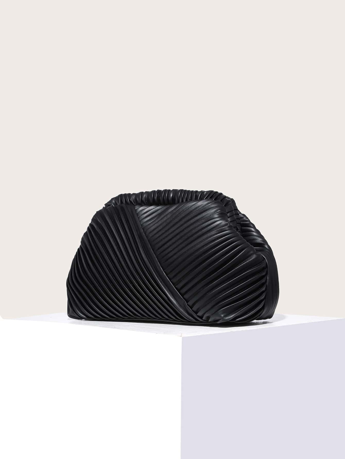 Модная минималистичная сумка со складками для женщин, черный