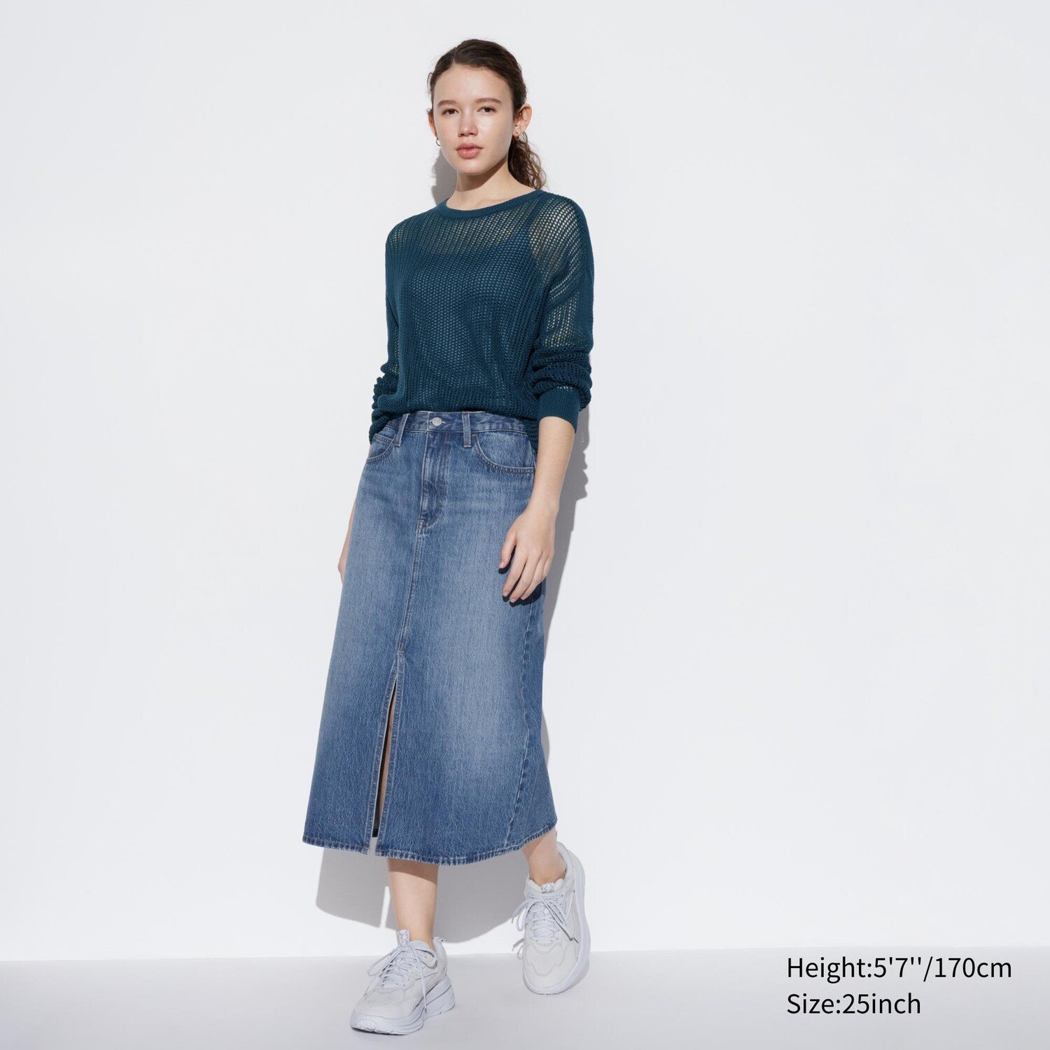

Джинсовая юбка миди (короткая) UNIQLO, синий