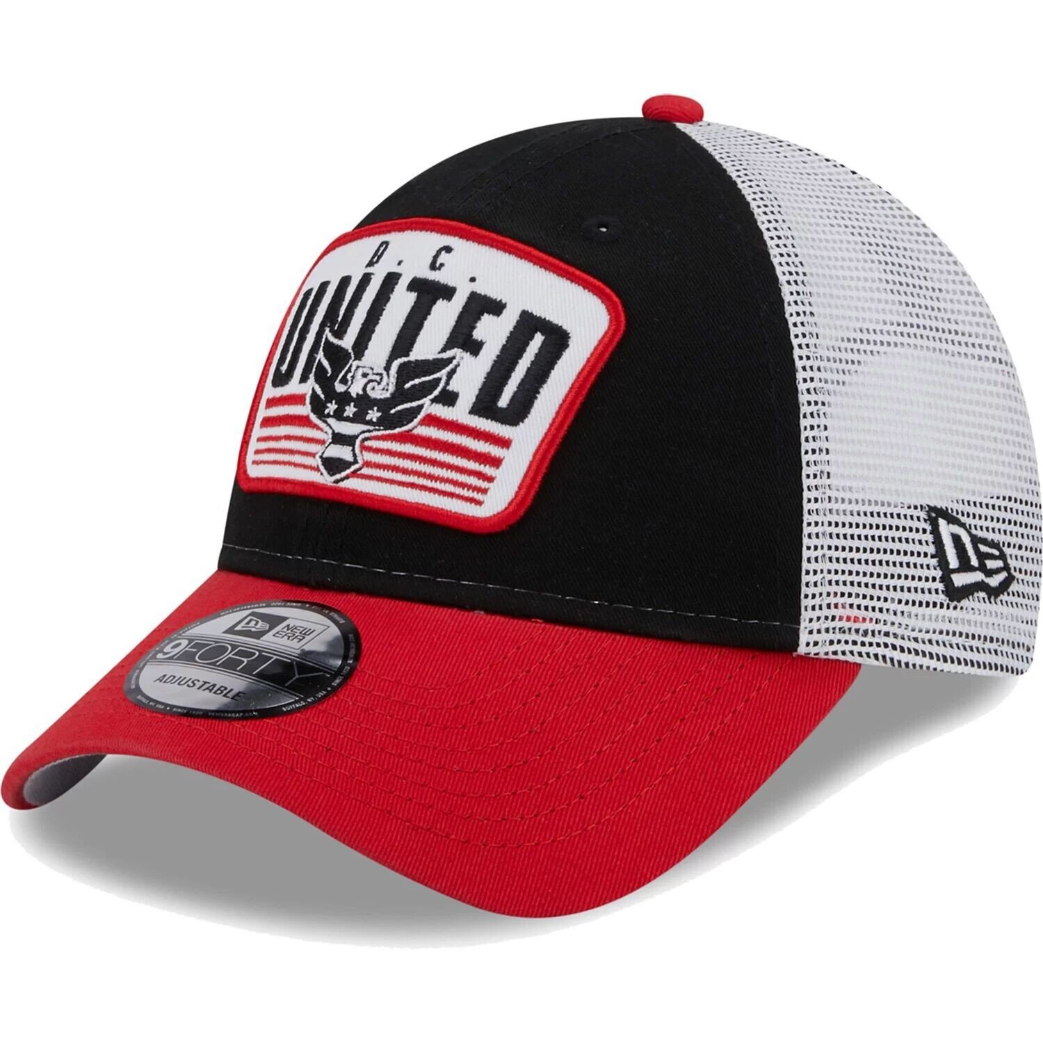 

Мужская кепка New Era Black/Red DC United Patch 9FORTY Trucker Snapback