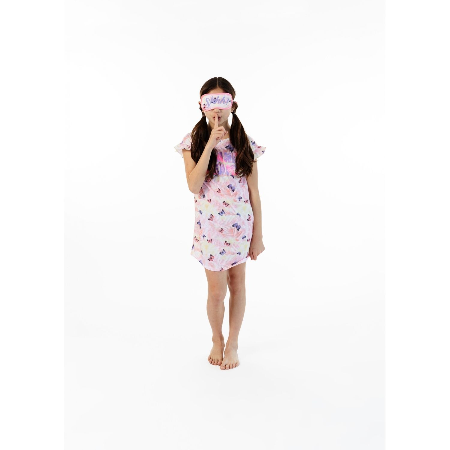 

Пижамная рубашка для сна Sleep On It Girls Island Butterfly с соответствующей маской для сна Sleep on it