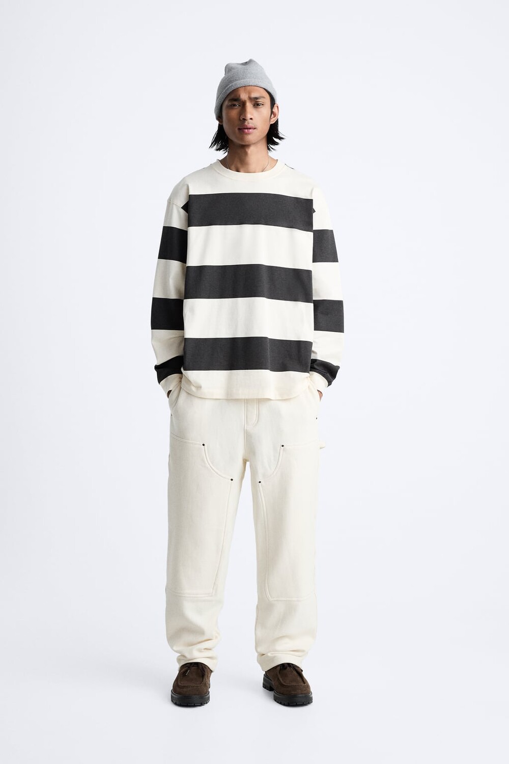 

Плотничьи брюки с карманом ZARA, экру