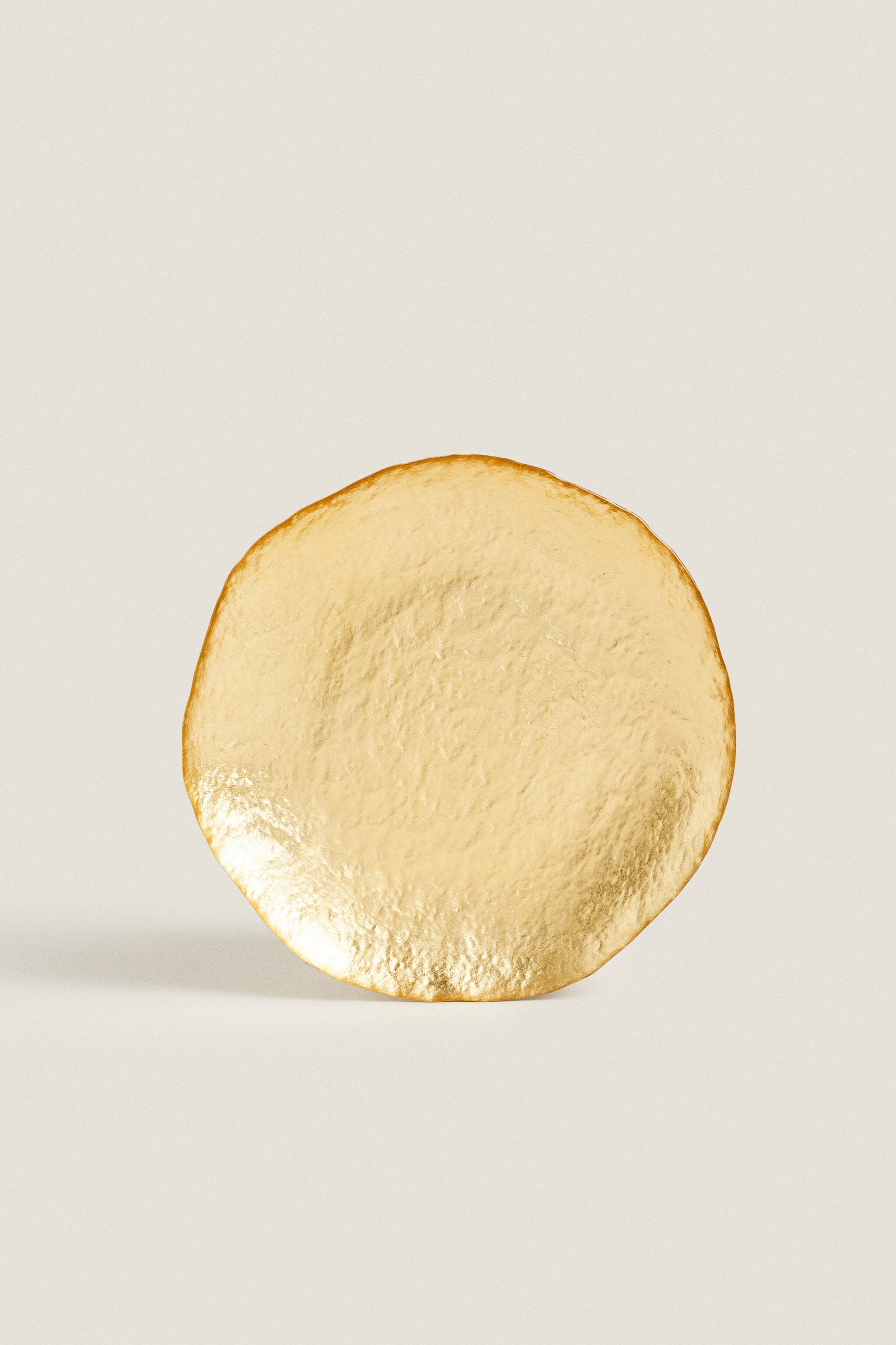 Золотая стеклянная десертная тарелка Zara, золото стеклянная подарочная тарелка с высоким дизайном zara золото
