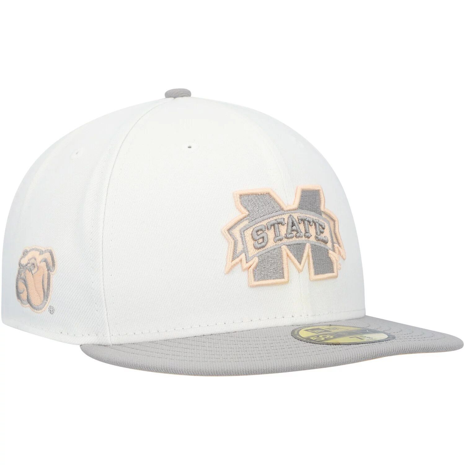 

Мужская облегающая шляпа New Era белая/серая Mississippi State Bulldogs нейтрального абрикосового цвета 59FIFTY
