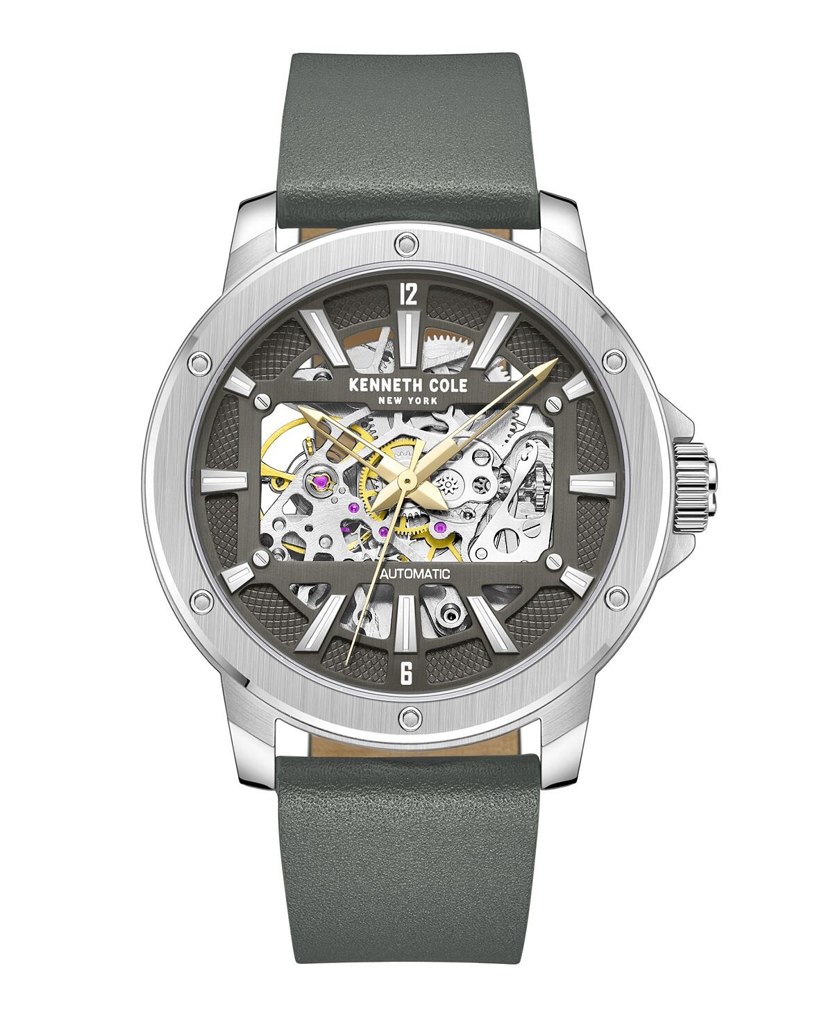 

Мужские автоматические часы с серым силиконовым ремешком 44 мм Kenneth Cole New York