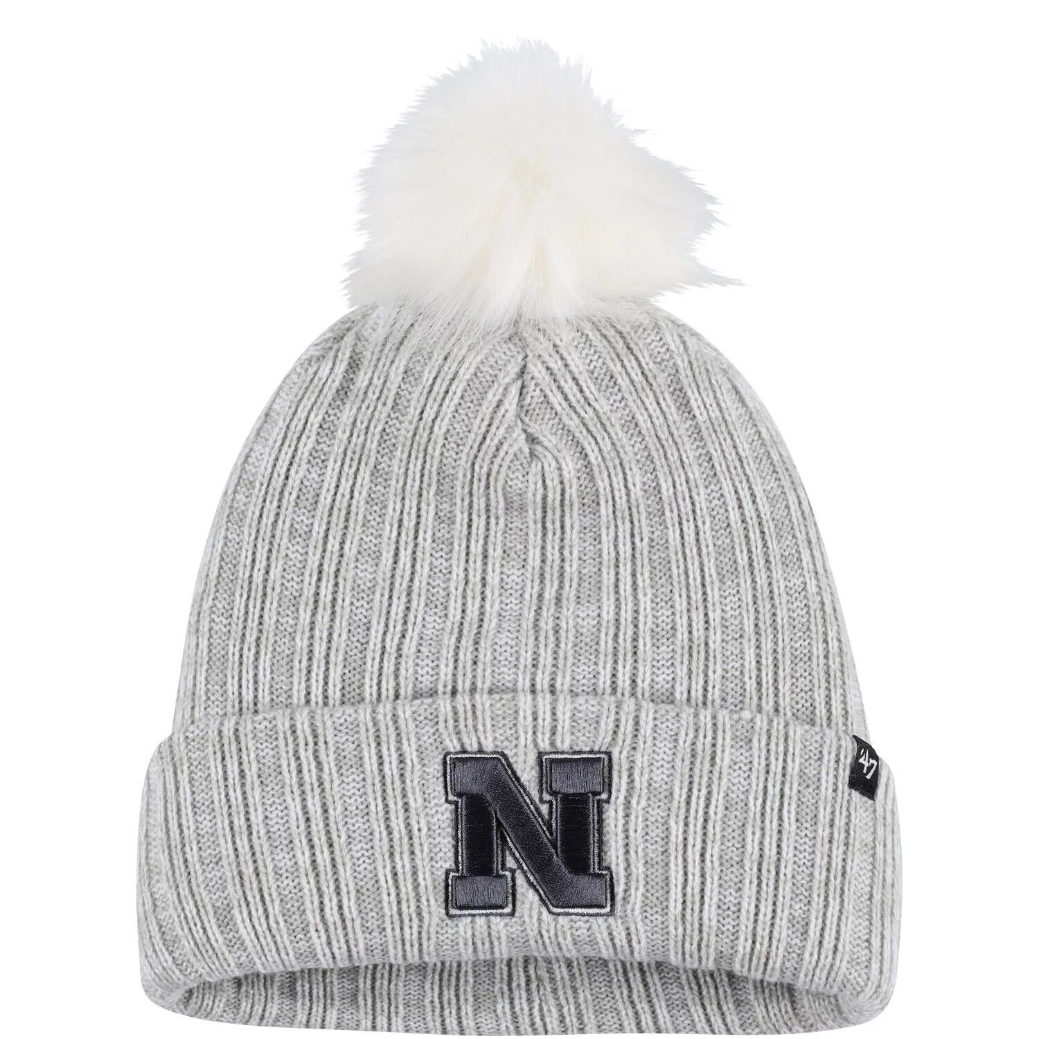 

Женская серая вязаная шапка с манжетами и помпоном Nebraska Huskers Koda '47