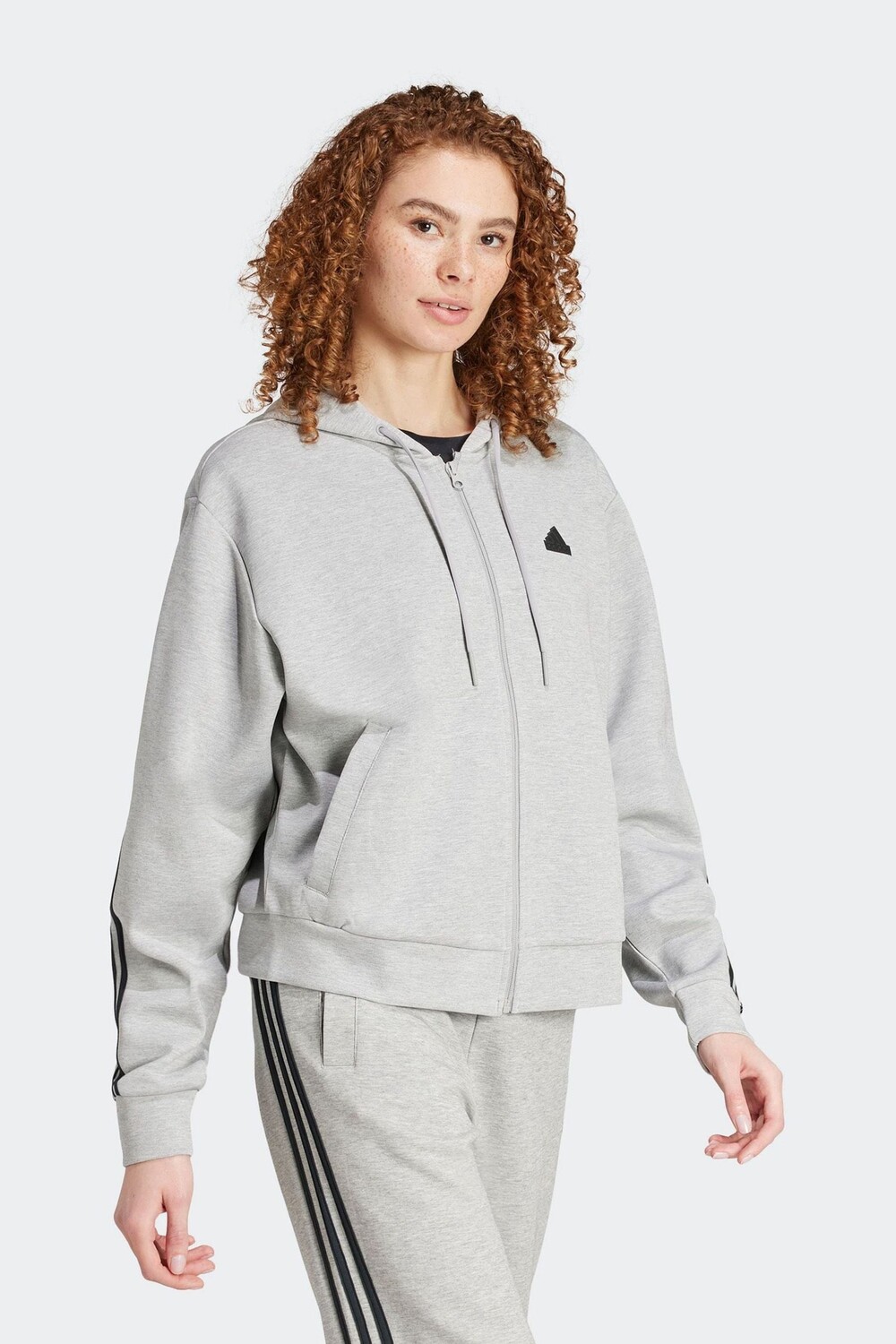 

Толстовка Future Icons с тремя полосками и застежкой молнией Adidas, серый